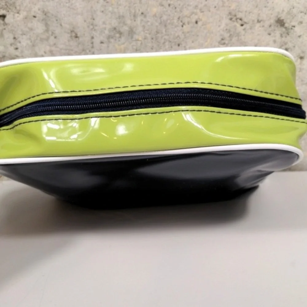 Estee Lauder 2 Piece Cosmetic Bag Set Y2k Style Patent Green‎ Blue Travel Pouch